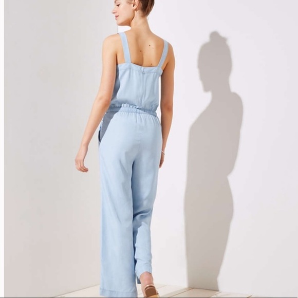 LOFT chambray apron front drawstring jumpsuit - Picture 7 of 7